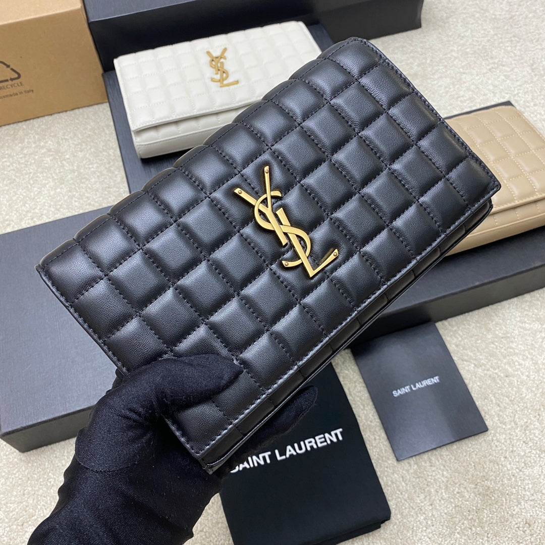 YSL Cassandre Matelassé Carré Chain Wallet IN Lambskin