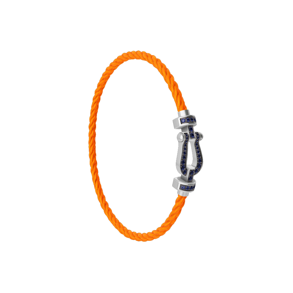 FRED FORCE 10 BRACELET Stainless steel and gold plating WHITE GOLD AND BLUE SAPPHIRES MEDIUM MODEL