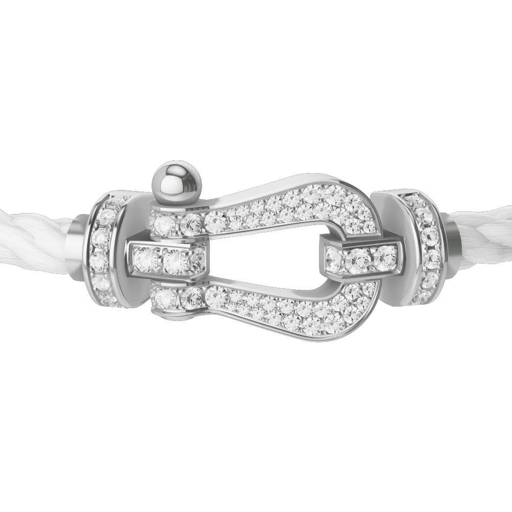 FRED FORCE 10 BRACELET Stainless steel and gold plating WHITE GOLD AND DIAMONDS LARGE MODEL