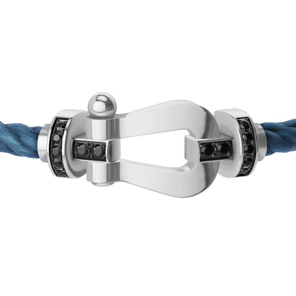 FRED Force 10 bracelet Stainless steel and gold plating white gold and black diamonds large model