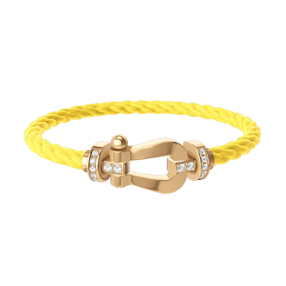 FRED FORCE 10 BRACELET Stainless steel and gold plating YELLOW GOLD AND DIAMONDS LARGE MODEL