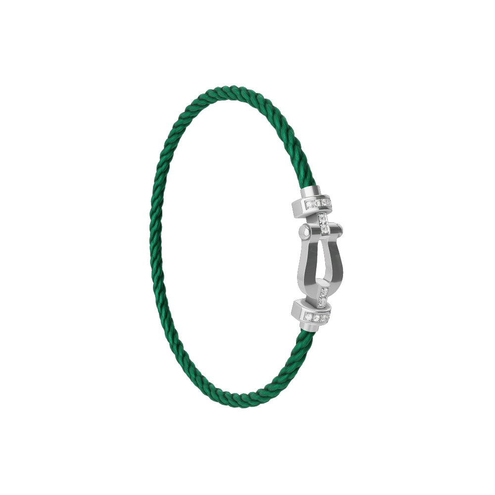 FRED FORCE 10 BRACELET Stainless steel and gold plating WHITE GOLD AND DIAMONDS MEDIUM MODEL