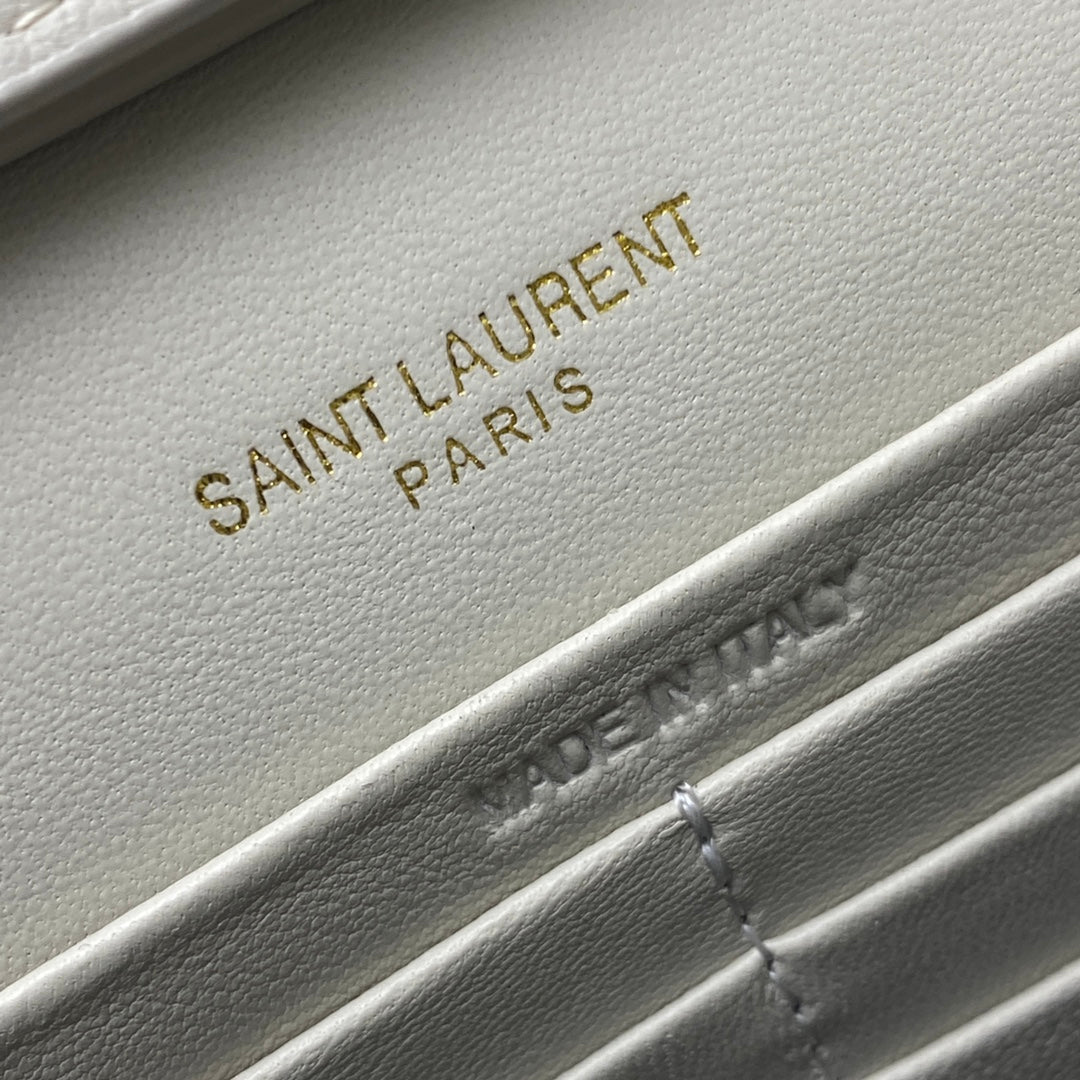 YSL Cassandre Matelassé Carré Chain Wallet IN Lambskin