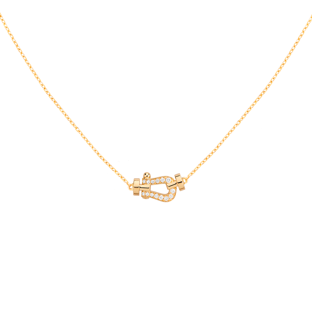 FRED FORCE 10 NECKLACE SMALL MODEL IN Stainless steel and gold plating YELLOW GOLD AND DIAMONDS