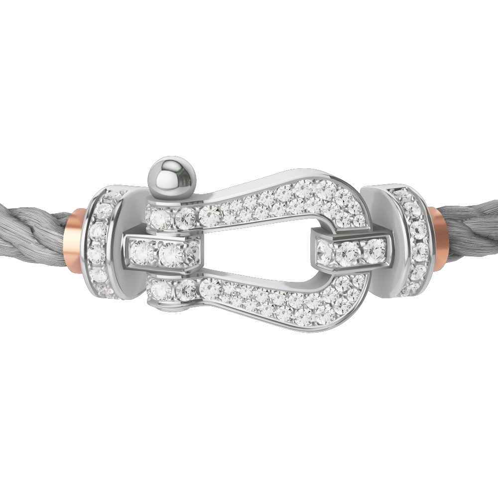 FRED FORCE 10 BRACELET Stainless steel and gold plating WHITE GOLD AND DIAMONDS LARGE MODEL