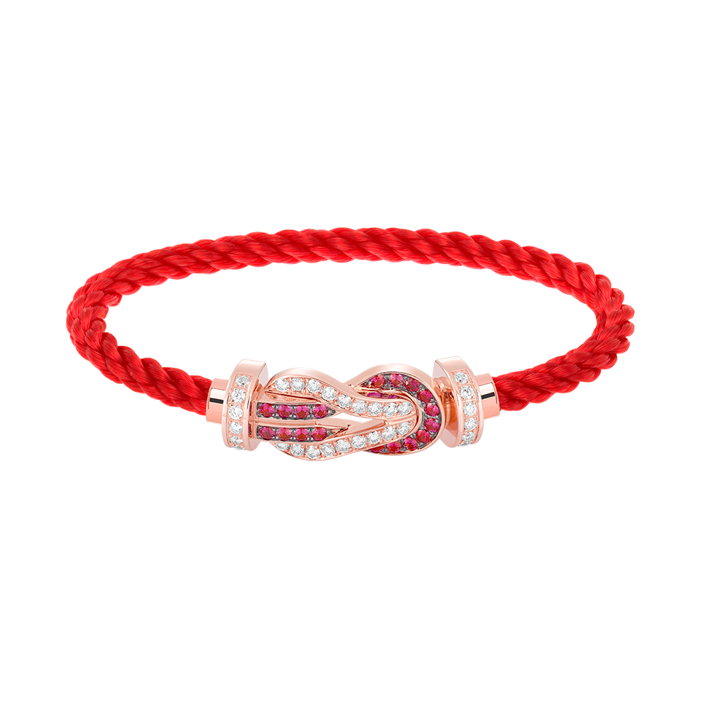 FRED CHANCE INFINIE BRACELET Stainless steel and gold plating PINK GOLD AND RUBIS LARGE MODEL