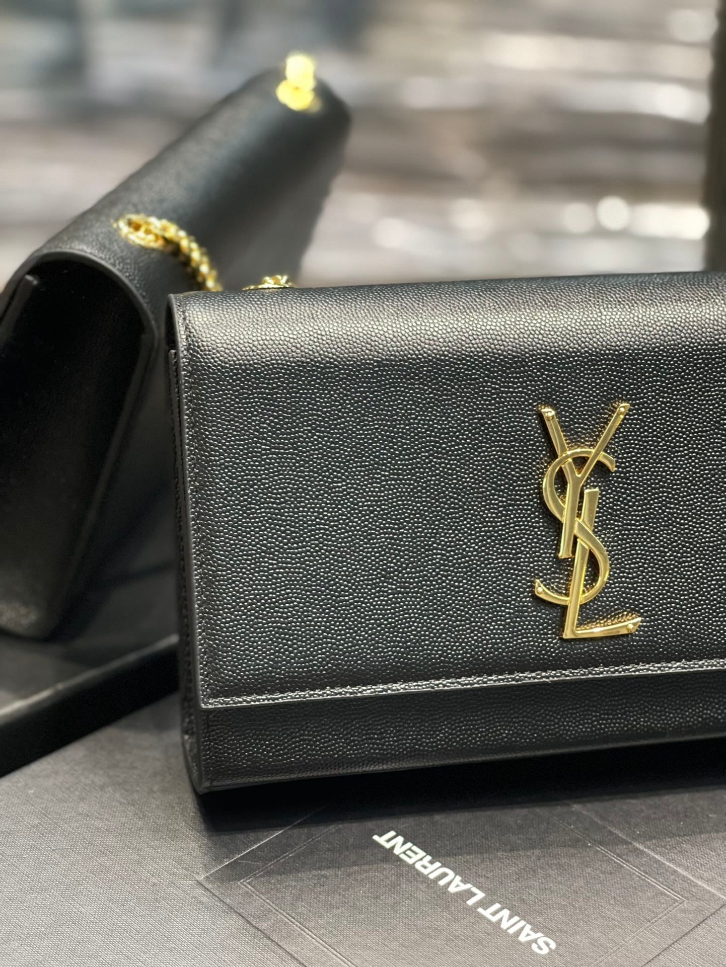 YSL Kate Medium In Grain Poudre embossed Leather Bag
