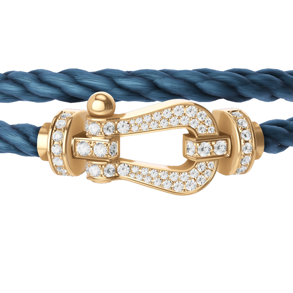 FRED FORCE 10 BRACELET Stainless steel and gold plating YELLOW GOLD AND DIAMONDS LARGE MODEL