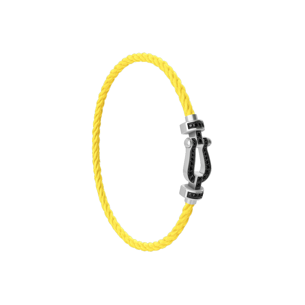 FRED Force 10 bracelet Stainless steel and gold plating white gold and black diamonds medium model