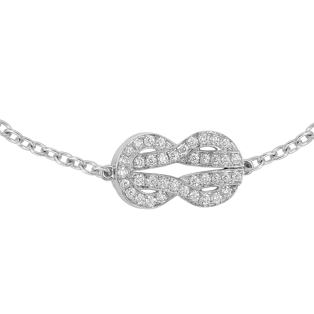 FRED CHANCE INFINIE BRACELET Stainless steel and gold plating WHITE GOLD AND DIAMONDS MEDIUM MODEL