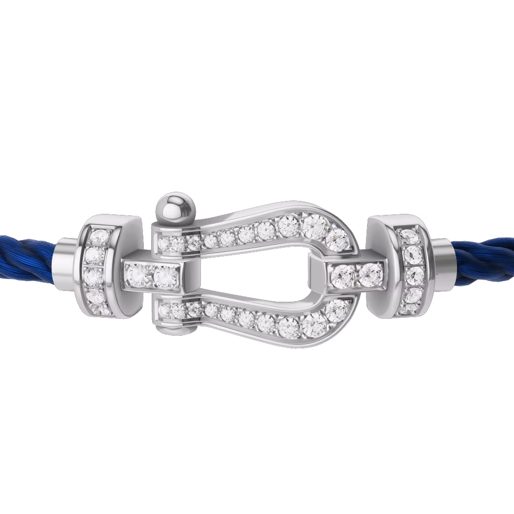 FRED FORCE 10 BRACELET Stainless steel and gold plating WHITE GOLD AND DIAMONDS MEDIUM MODEL