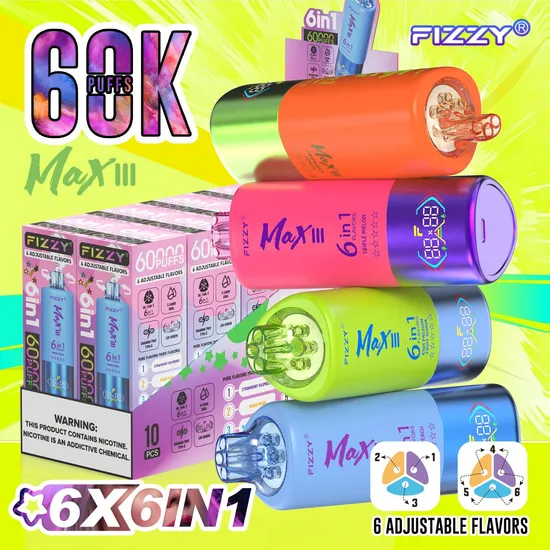 10PCS - Fizzy 60K 60ml 5% 6-in-1 Flavor Disposable Vape