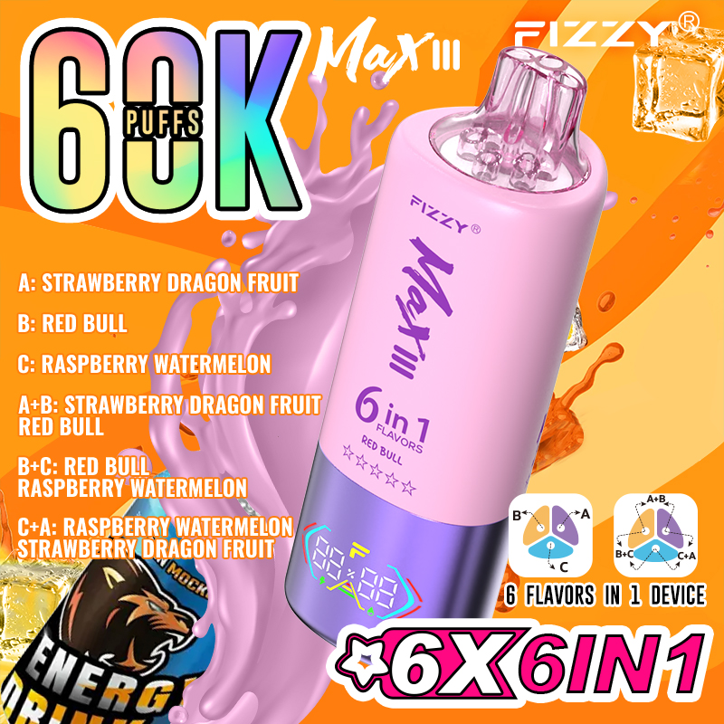 Fizzy 60K Disposable Vape 60ml 5% 6-in-1 Flavor System