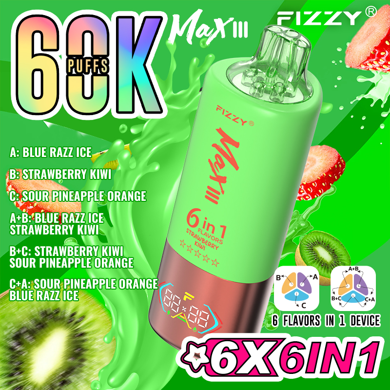 Fizzy 60K Disposable Vape 60ml 5% 6-in-1 Flavor System
