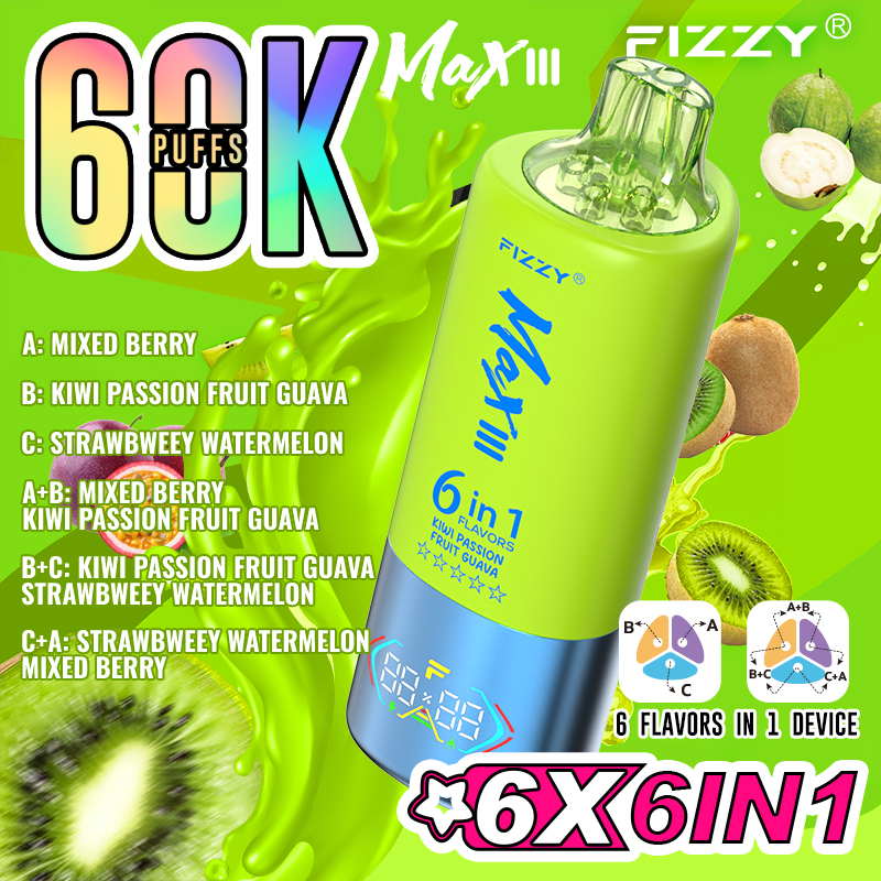 Fizzy 60K Disposable Vape 60ml 5% 6-in-1 Flavor System