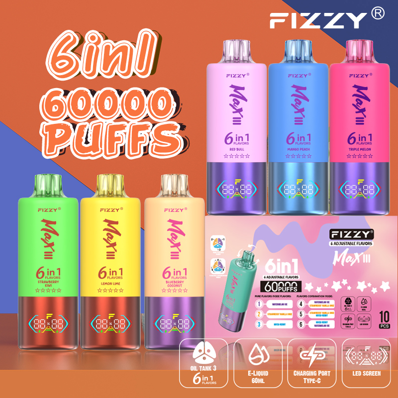 Fizzy 60K Disposable Vape 60ml 5% 6-in-1 Flavor System