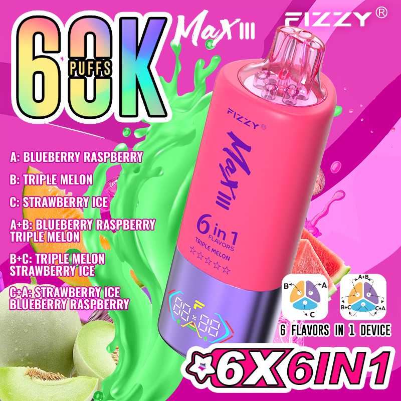 Fizzy 60K Disposable Vape 60ml 5% 6-in-1 Flavor System