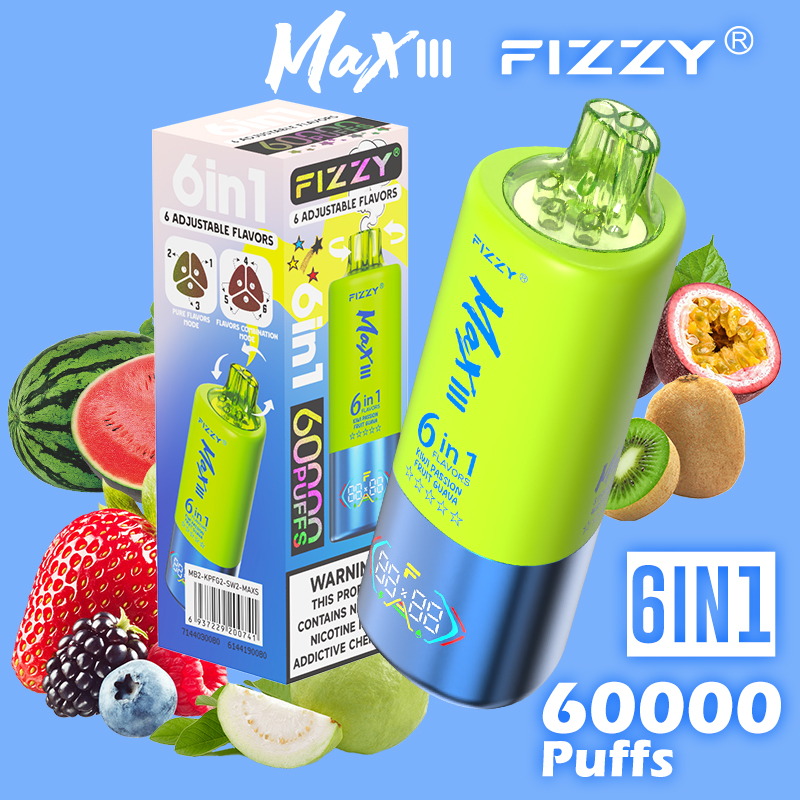 Fizzy 60K Disposable Vape 60ml 5% 6-in-1 Flavor System(US Warehouse)