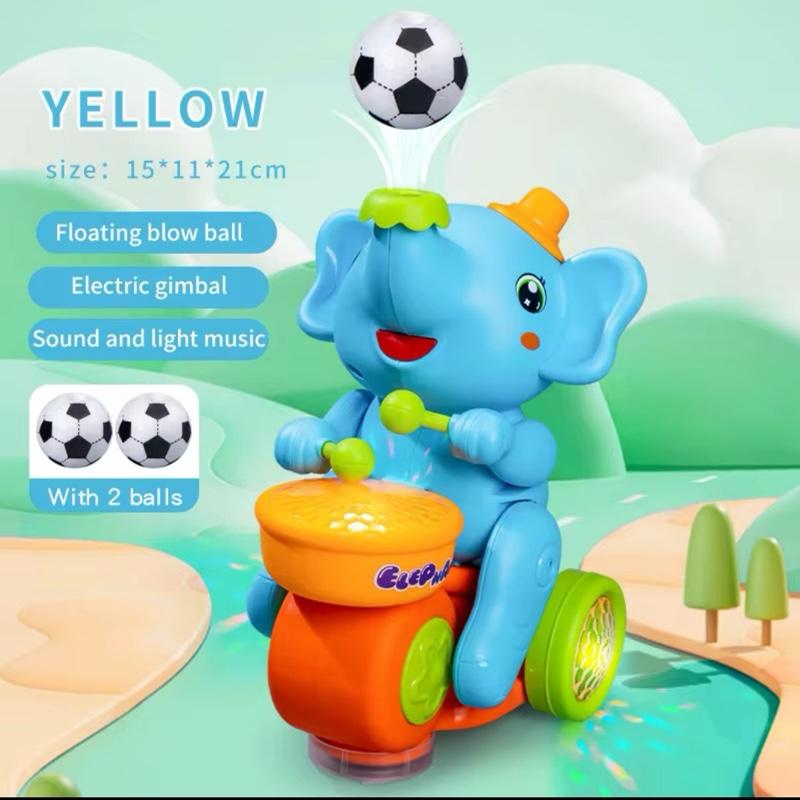 Interactive Musical Elephant Toy for Toddlers - 3-in-1 Sensory Play Center with Soft Light-Up Drum, Realistic Sound Effects & LED Lights - Early Learning Gift (8x6x5 in)