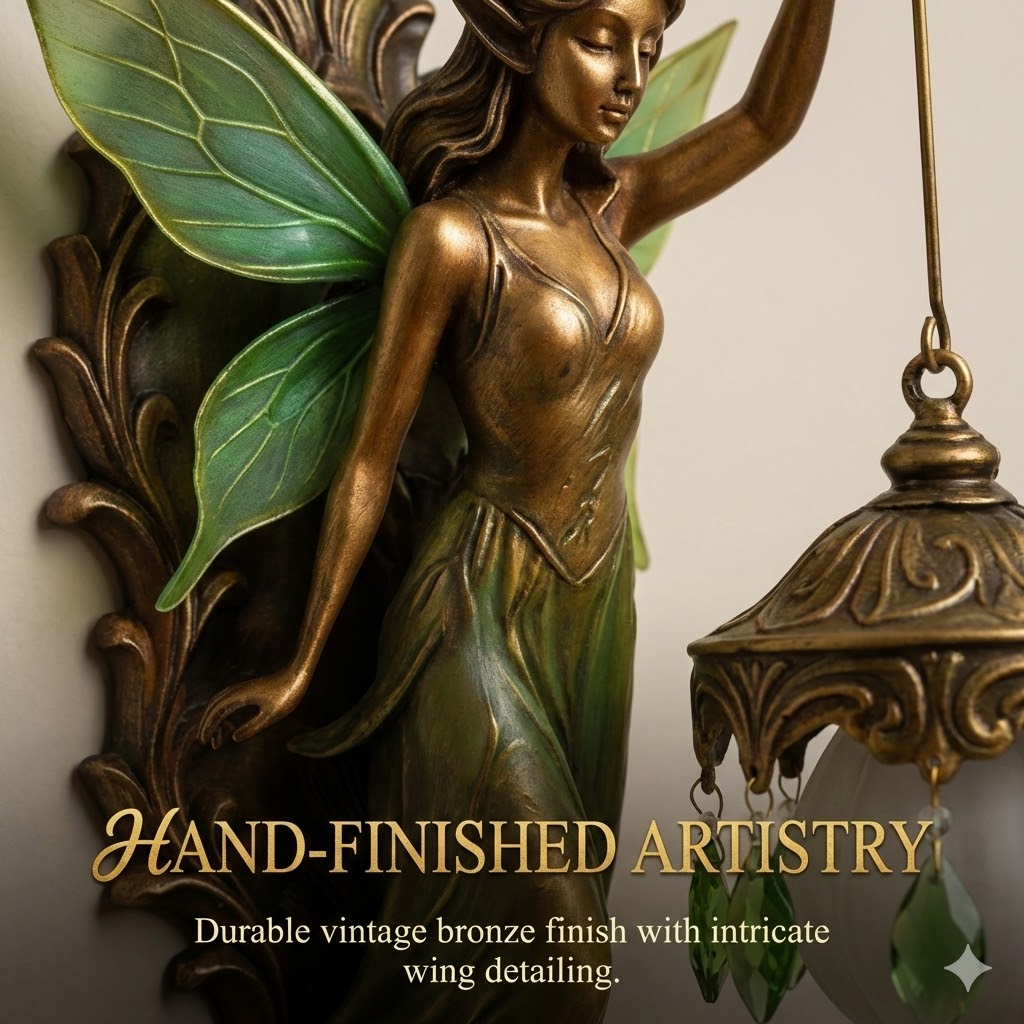 A Beautifully Designed Vintage Wall Lamp Featuring Fairy Wings,