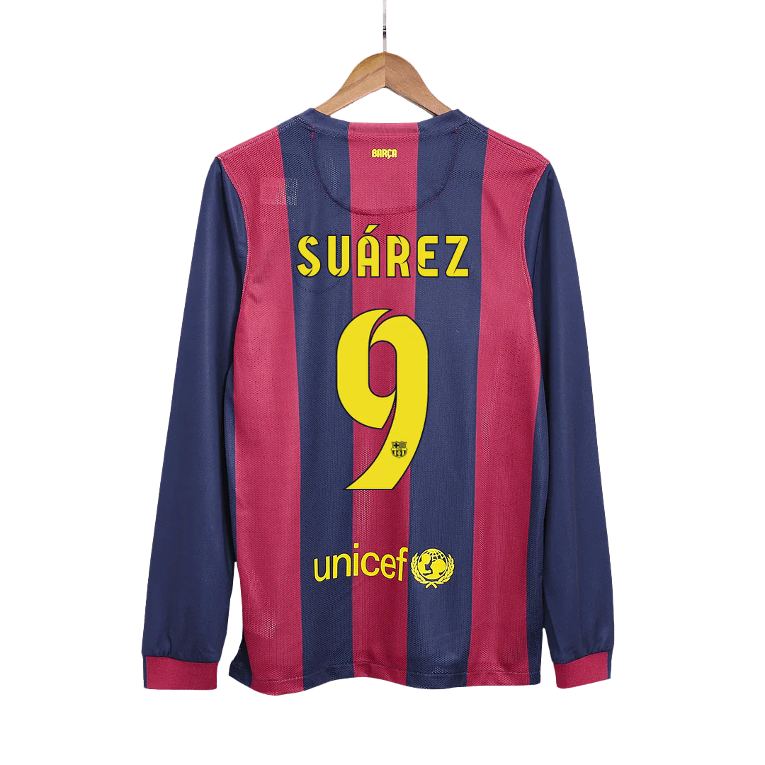 Retro Suárez #9 2014/15 Barcelona Home Long Sleeve Soccer Jersey