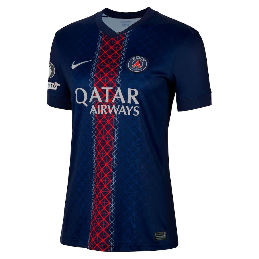Women's PSG Home Match Shirt 2025-26 with Champions League and UEFA Foundation 10th Anniversary Badge
