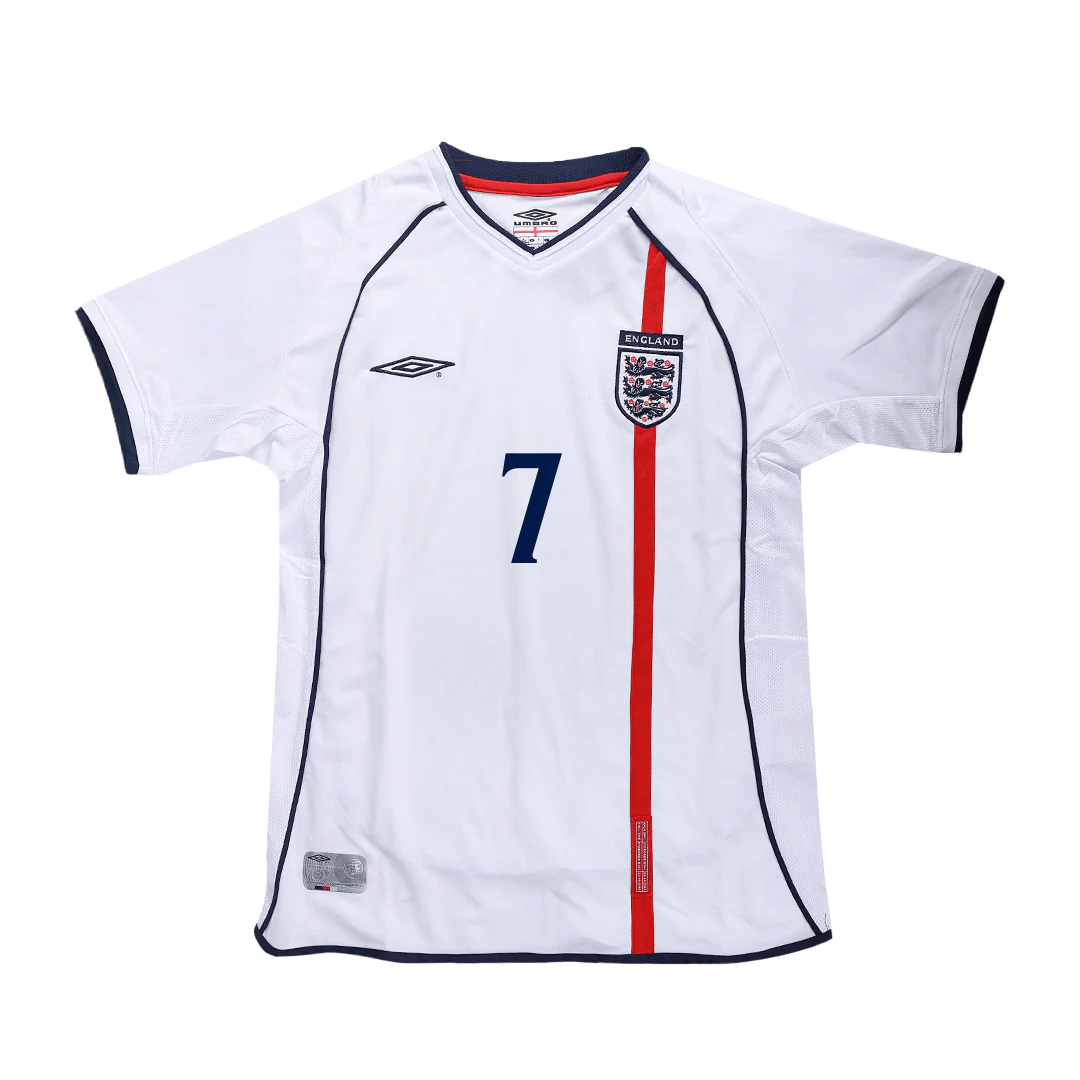 Retro BECKHAM #7 2002 England Home Soccer Jersey