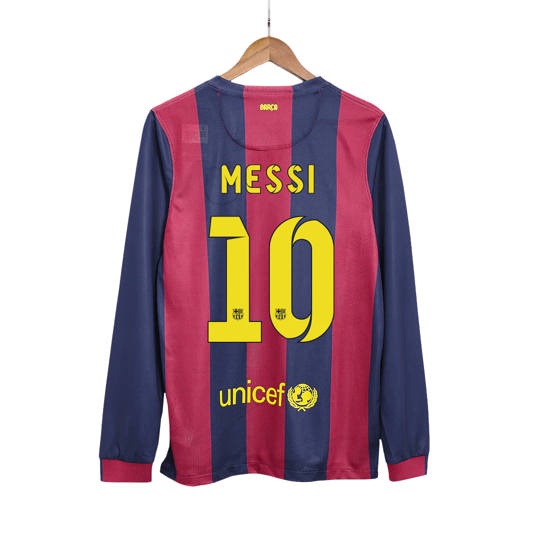 Retro MESSI #10 2014/15 Barcelona Home Long Sleeve Soccer Jersey
