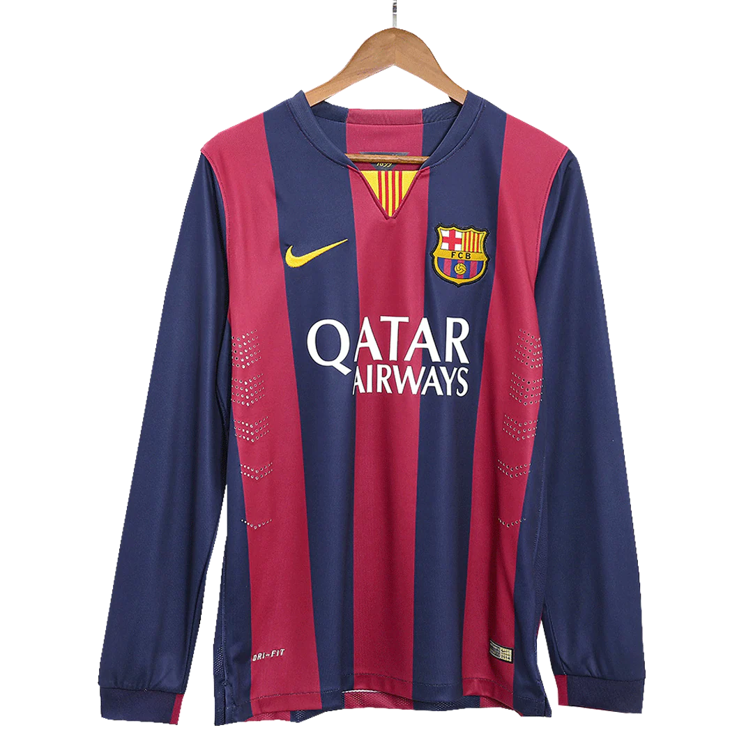 Retro Suárez #9 2014/15 Barcelona Home Long Sleeve Soccer Jersey