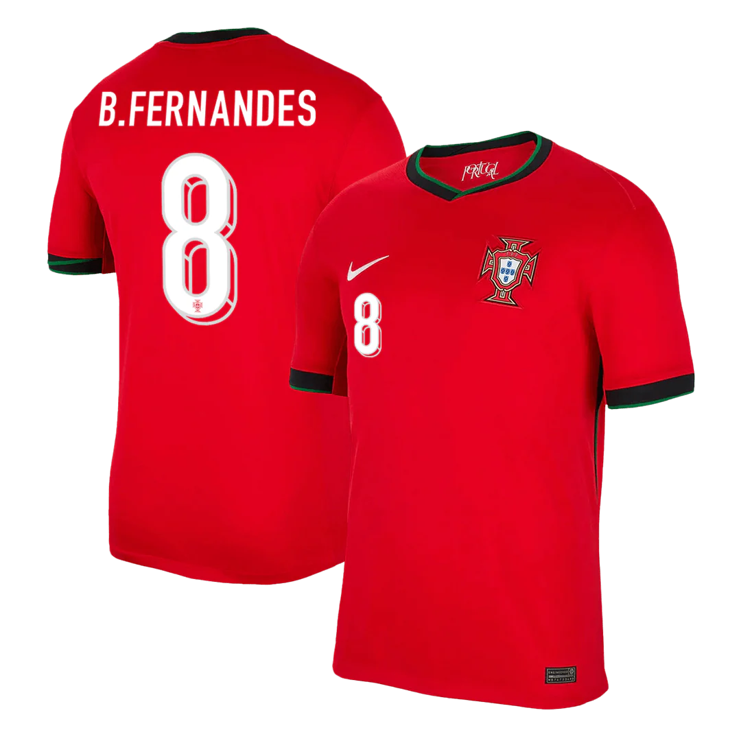 B.FERNANDES #8 Portugal Home Soccer Jersey Euro 2024