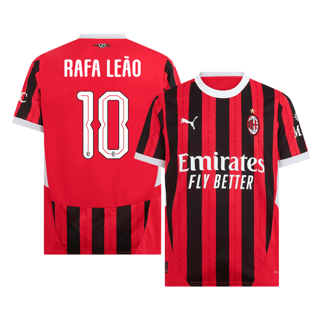 Rafael Leão #10 AC Milan Home Soccer Jersey 2024/25 - UCL