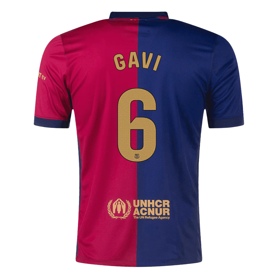 GAVI #6 Barcelona Home Soccer Jersey 2024/25- Spotify Logo Without Text