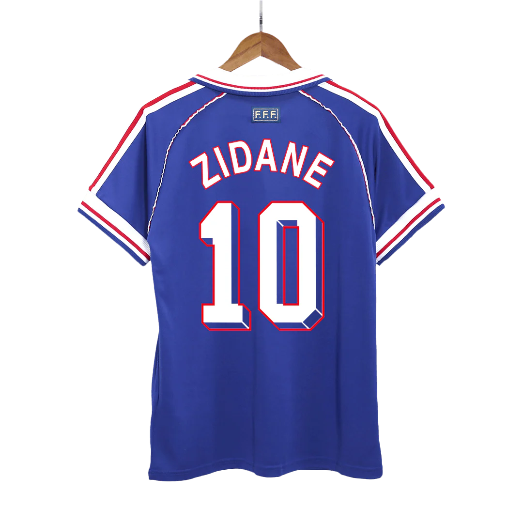 Retro ZIDANE #10 1998 France Home Soccer Jersey