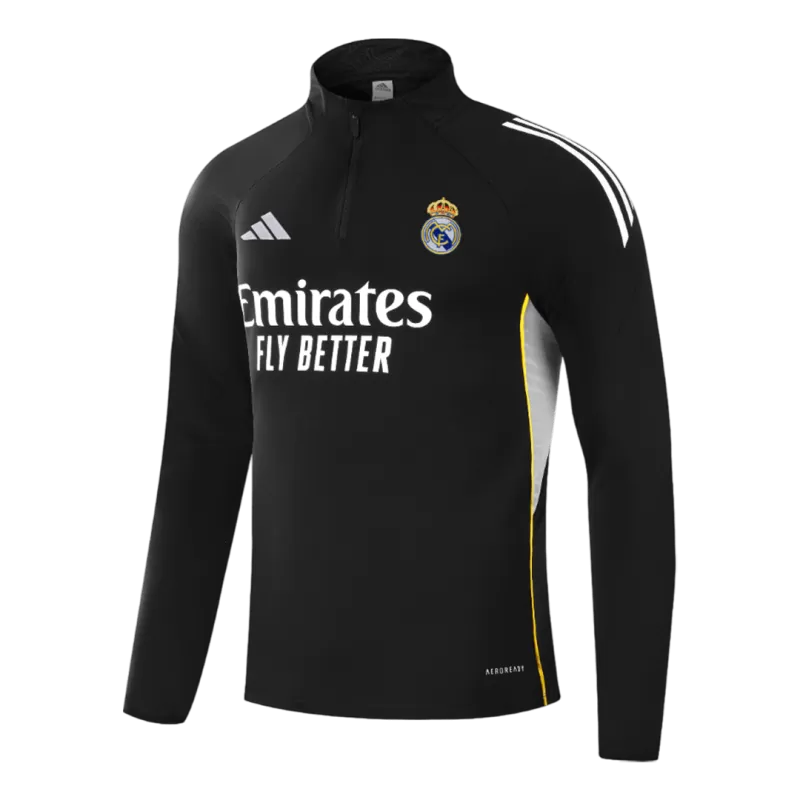 Real Madrid 1/4 Zip Tracksuit Kit (Jacket+Pants) 2025/26 - Black