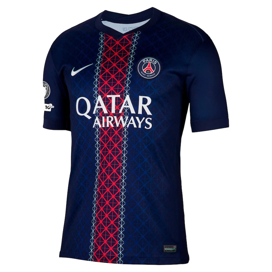 PSG Home Match Shirt 2025-26 with Champions League and UEFA Foundation 10th Anniversary Badge
