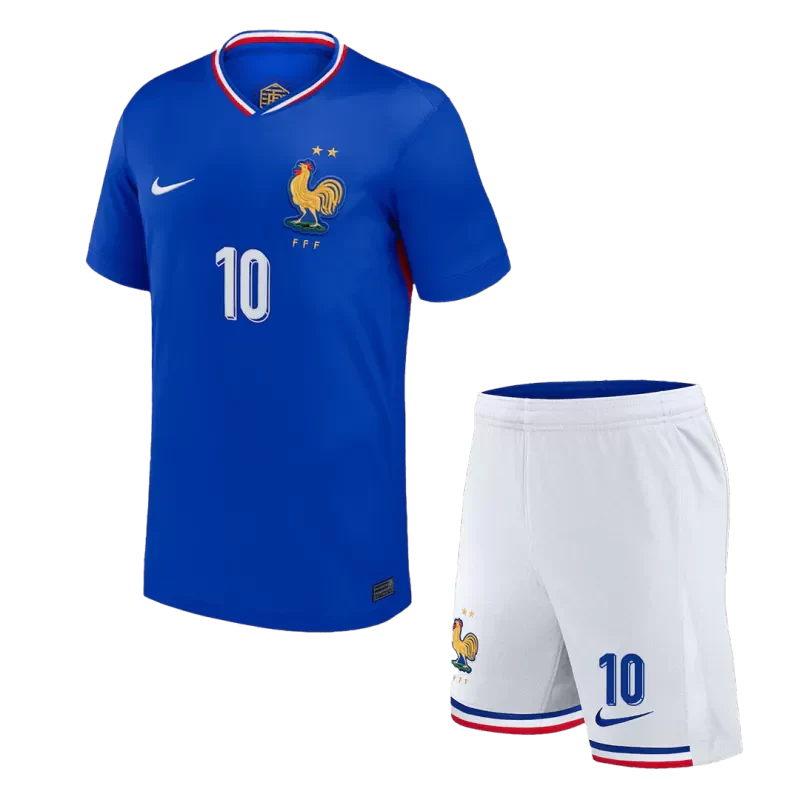 Kid's France MBAPPE #10 Home Jerseys Full Kit Euro 2024