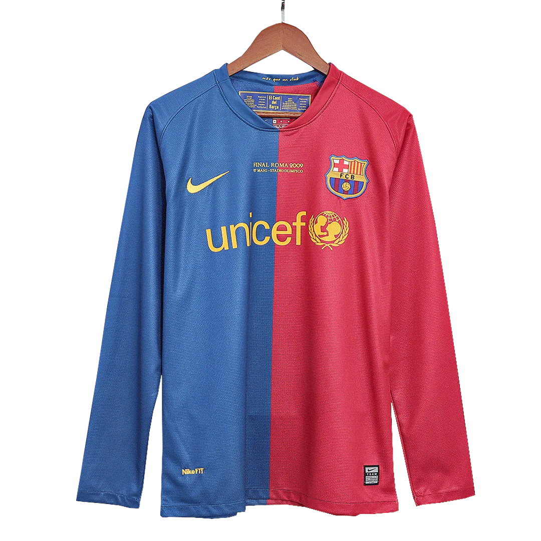Retro XAVI #6 2008/09 Barcelona Home Long Sleeve Soccer Jersey- UCL Final