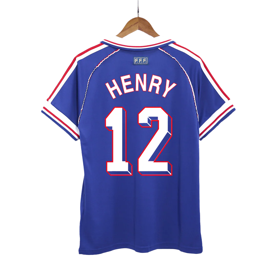 Retro HENRY #12 1998 France Home Soccer Jersey