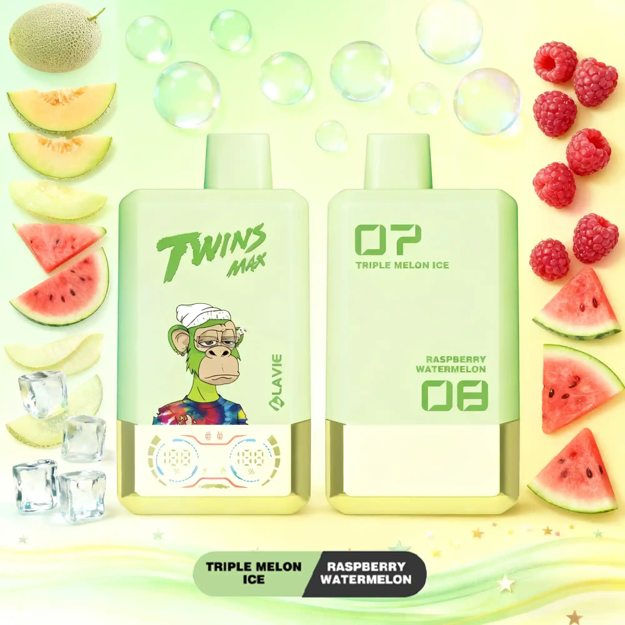 LAVIE TWINS MAX 70000 PUFFS Triple Honeydew Melon Ice + Raspberry Watermelon
