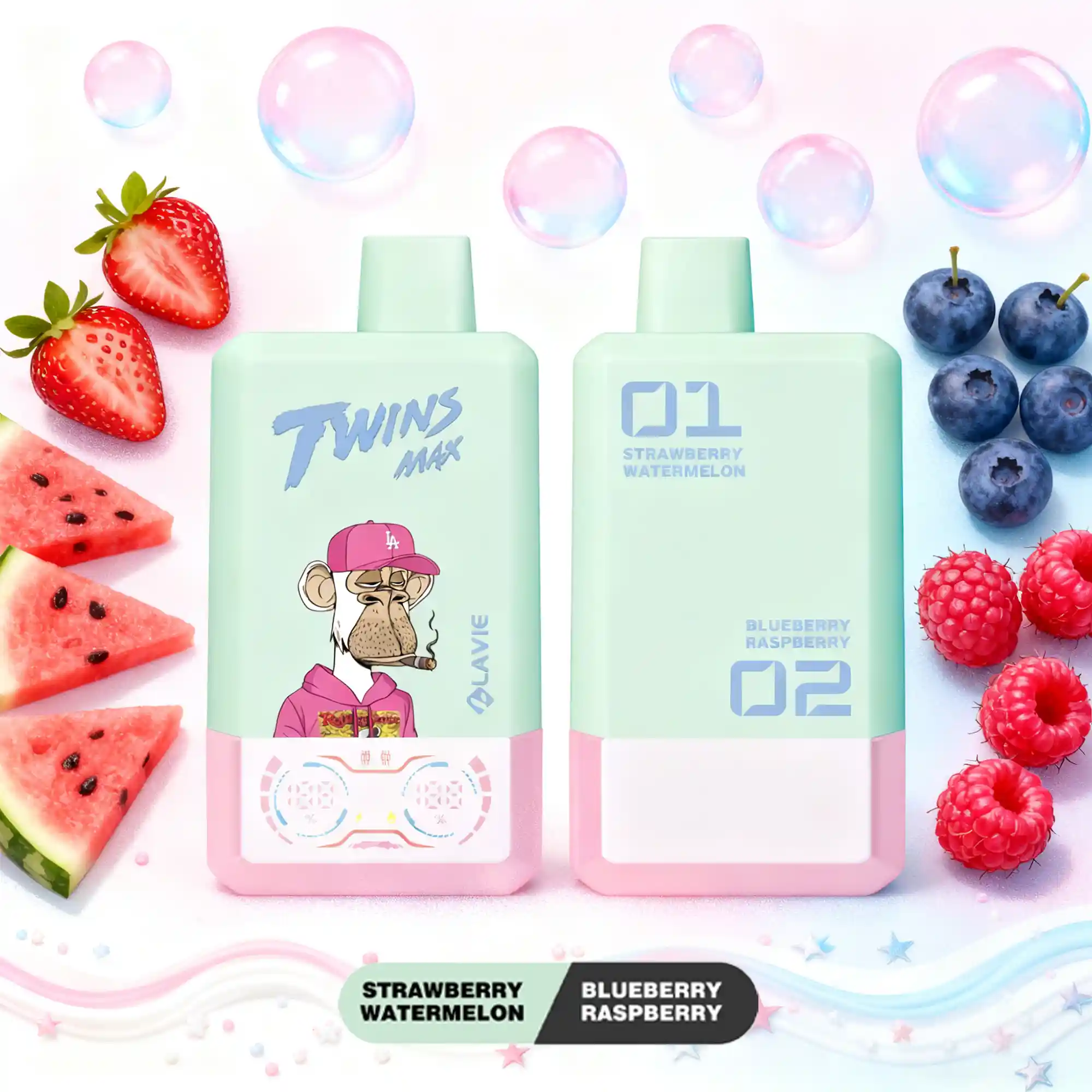 LAVIE TWINS MAX 70000 PUFFS Strawberry Watermelon & Blueberry Raspberry