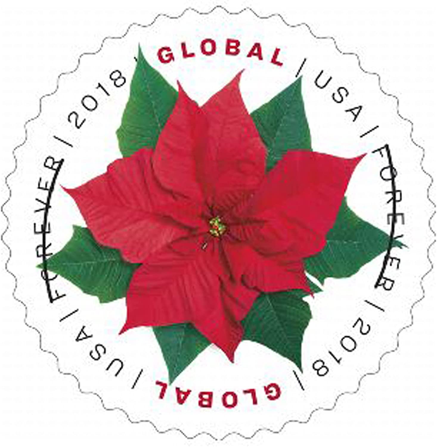 2018 USPS Global Poinsettia First Class Forever Postage Stamps