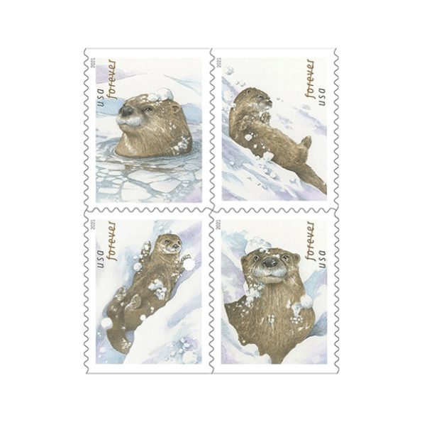 Otters In Snow Forever Stamps