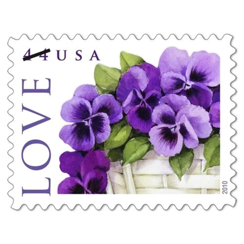2010 LOVE Pansies in a Basket Collectible Stamp Sheet of Twenty 44 Cent Stamps