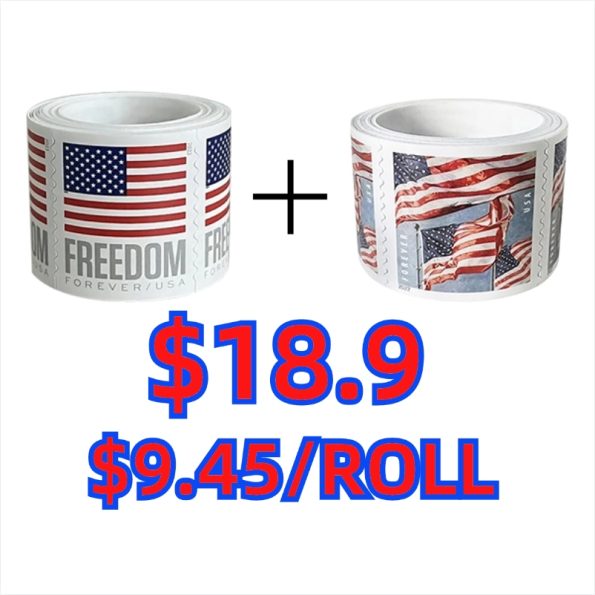 2023 U.S. Flag Stamps 1 Roll + 2022 U.S. Flag Stamps 1 Roll