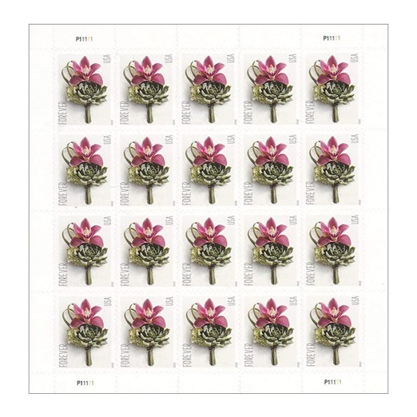Contemporary Boutonniere Forever  Stamps 5 Sheets of 20 (100 Stamps)