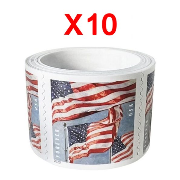 2022 U.S. Flag Stamps, 10 Rolls (1000 Pcs)