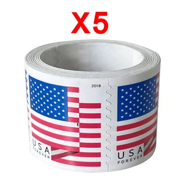 2018 U.S. Flag Stamps, 5 Rolls (500 Pcs)