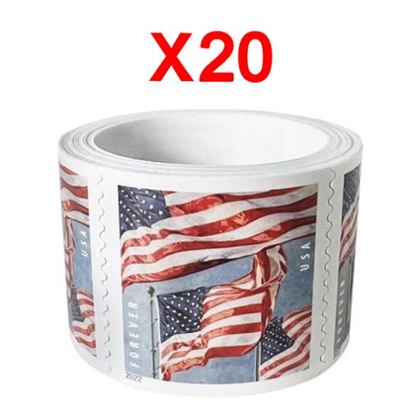 2022 U.S. Flag Stamps, 20 Rolls (2000 Pcs)