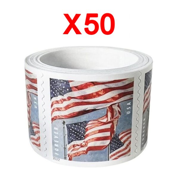 2022 U.S. Flag Stamps, 50 Rolls (5000 Pcs)