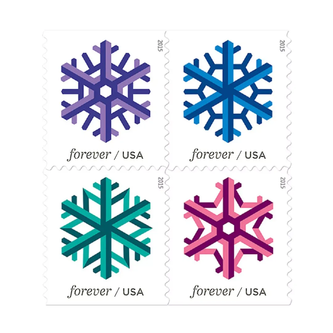 2015 USPS Geometric Snowflakes Forever Postage Stamps